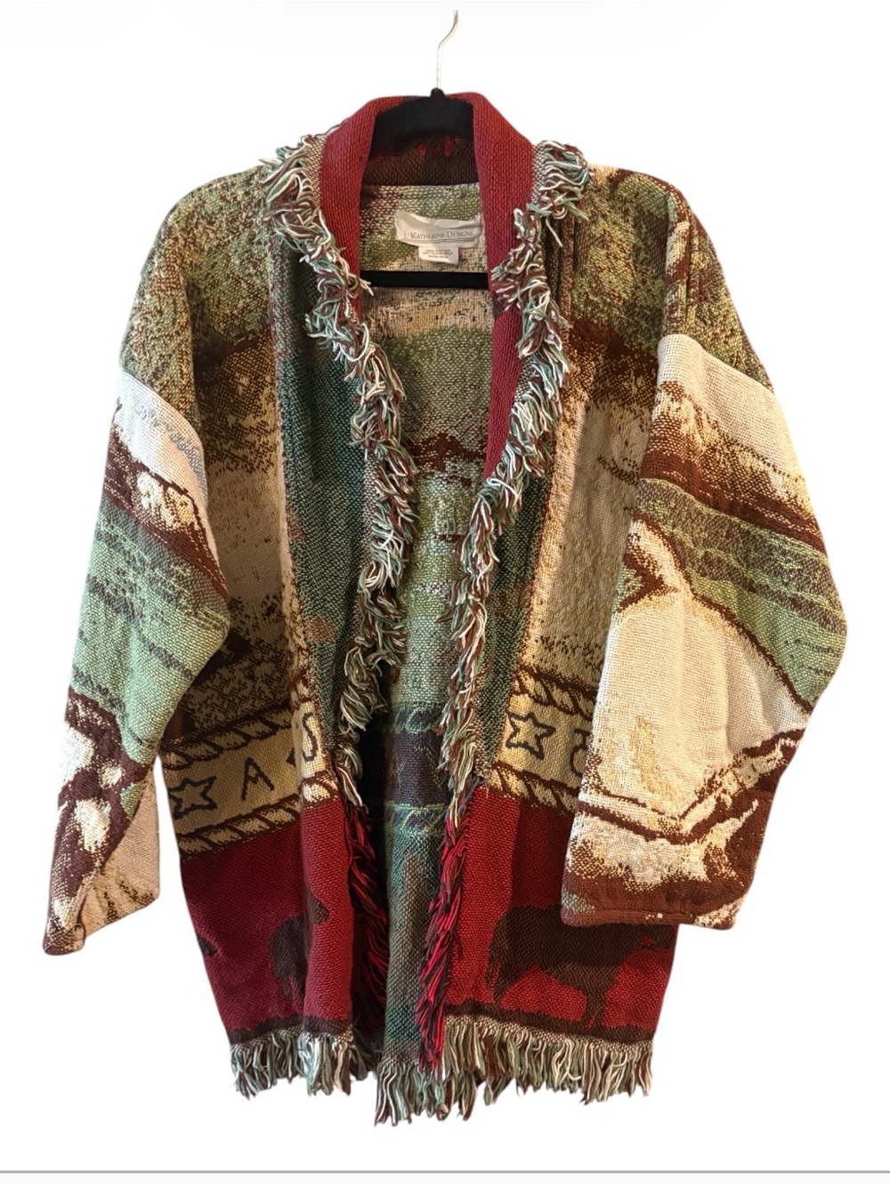 J. Katherine Designs Southwestern Horse Fringe Cardigan Boho Western